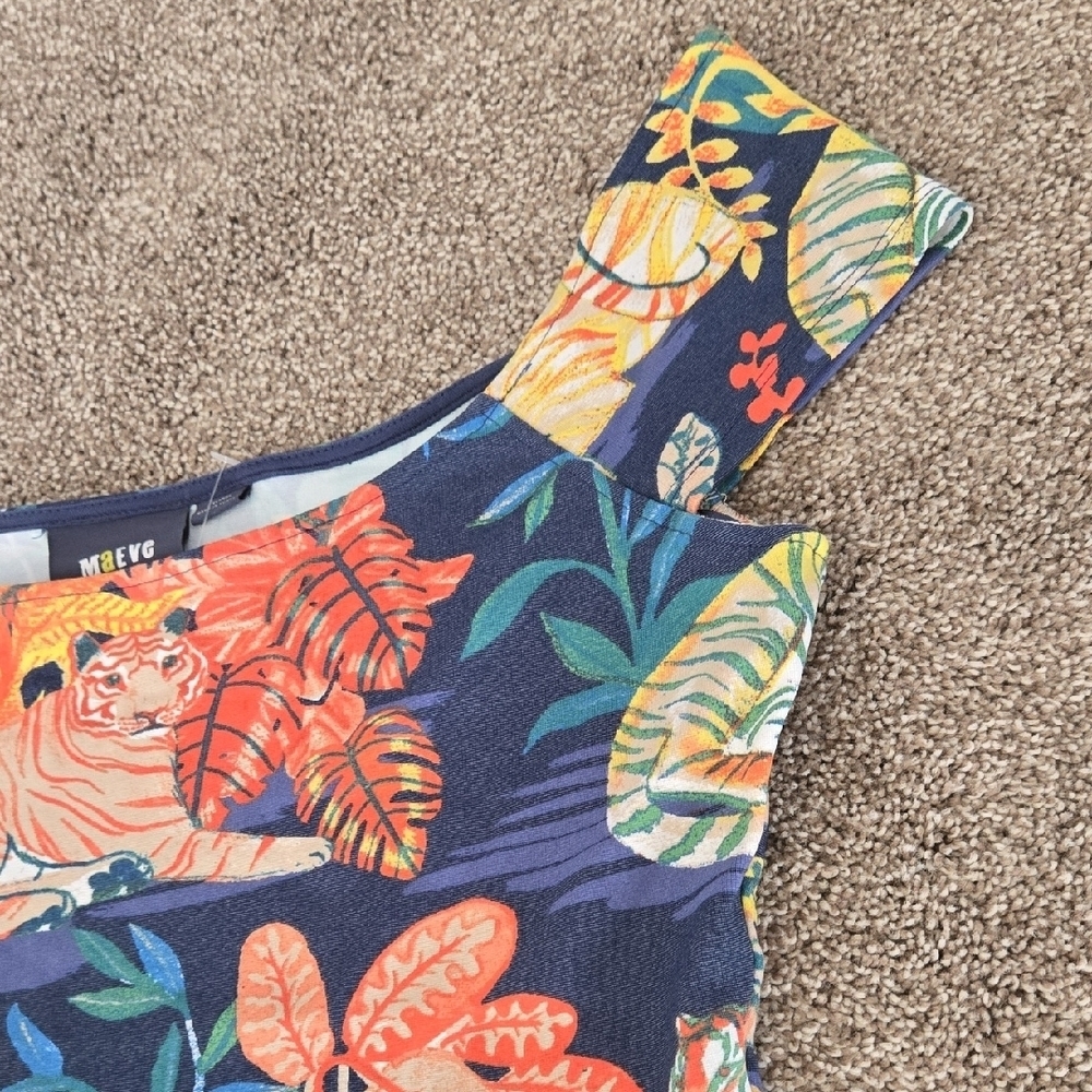 Anthro Maeve Tiger Jungle Print Top Off-Shoulder Knit Jungle Print Size XL - Picture 4 of 7